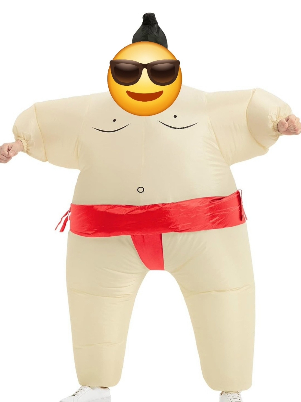 Inflatable Sumo Wrestler Kids Costume - Cream with Red Belt